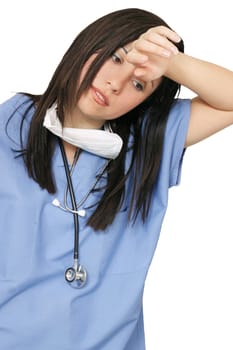 Weary, sick, tired, overworked medical staff.
