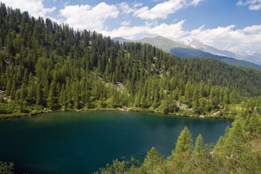 aerial view of Barco lake in Trentino, Italy