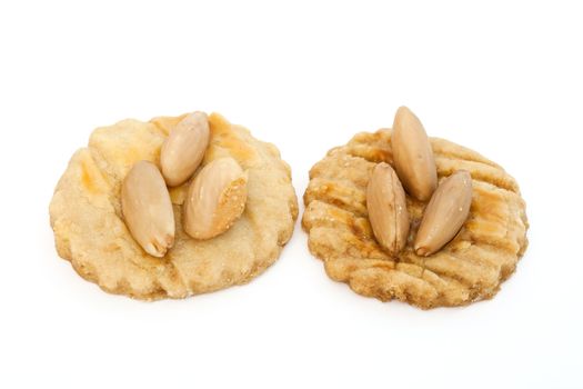 two homemade almond pastries isolated on white background