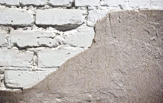 Background with old white painted brick wall
