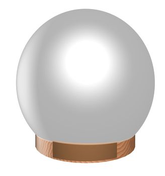 3D illustration of a crystal ball, with space for text on the tag