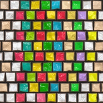 seamless glossy 3d texture of rows of cobble blocks 