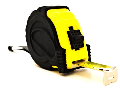 Single yellow tapeline against the white background 
