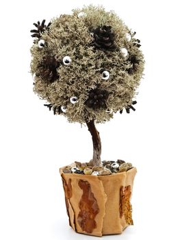 decorative handmade natural materials tree against the white background