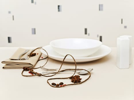 Anise against the table serving with dishware (shallow DOF)
