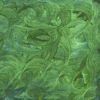 texture of rough green watercolor abstract with circular pattern  on artist cotton canvas, self made