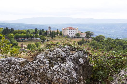 church and chateau in Aiguines, Var Departement, Provence, France 