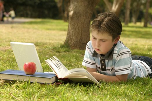 Reading a book in the park