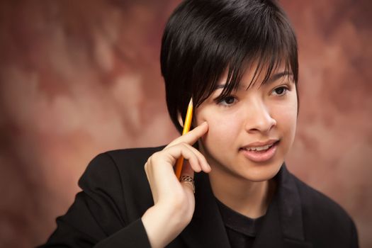 Multiethnic Girl Talking During a Studio Portrait.