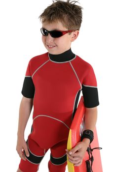 A boy ready for some surfing fun