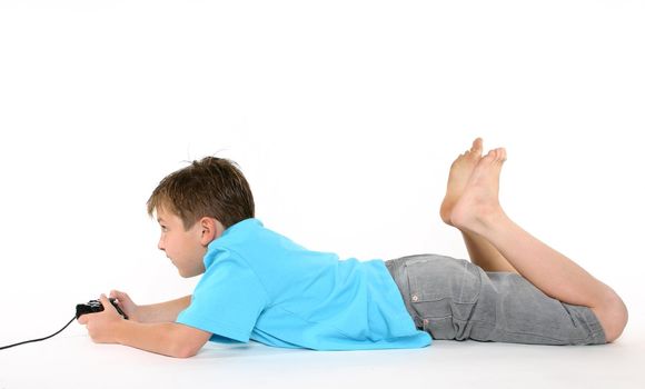 Casually dressed child playing computer games