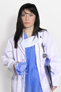 Female Surgeon in blue scrubs