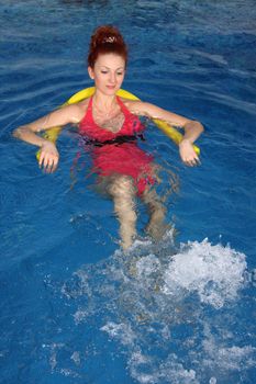 Employment with the pregnant woman in pool
