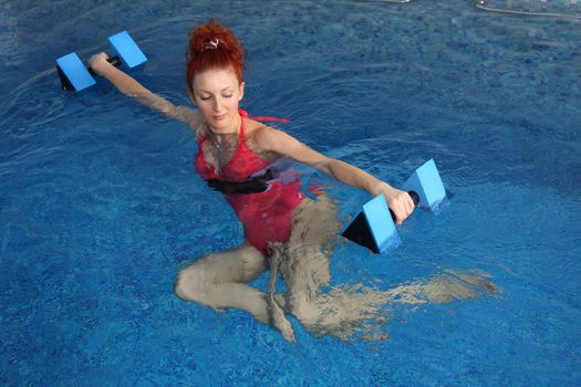 Employment with the pregnant woman in pool