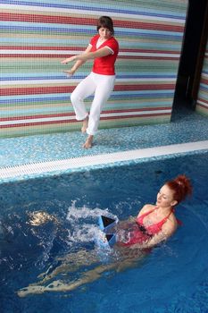 Employment with the pregnant woman in pool