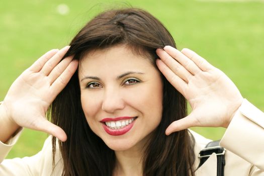 Female with hands framed to face - photo request 