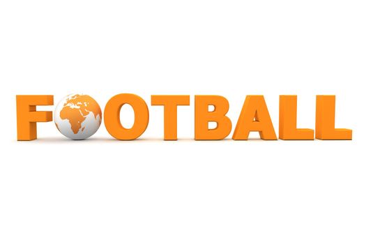 orange word Football with 3D globe replacing letter O