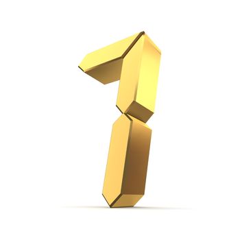 shiny 3d number 7 made of gold - LCD digit look