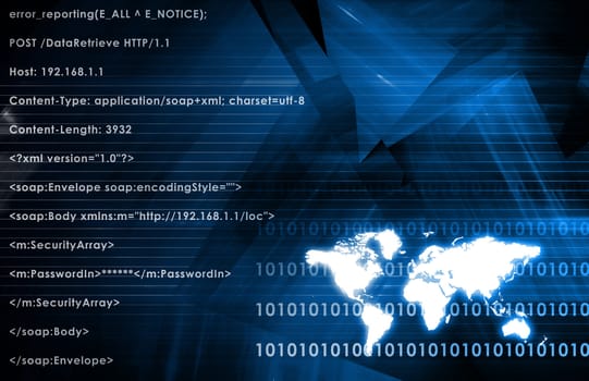 Global Business System on a Blue Background