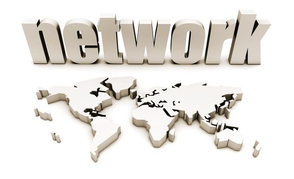 Global Network in 3d with World Map