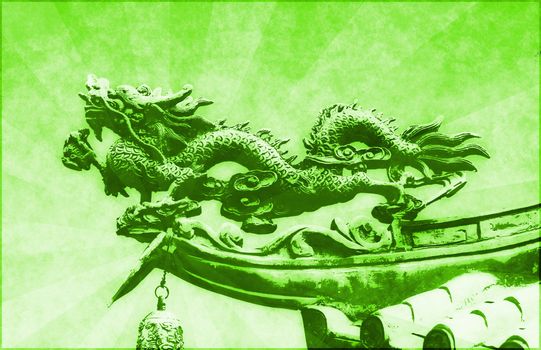 Japanese Dragon in a Temple With Focus