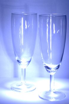 Two glasses of wine. Fun with light and shadow. 