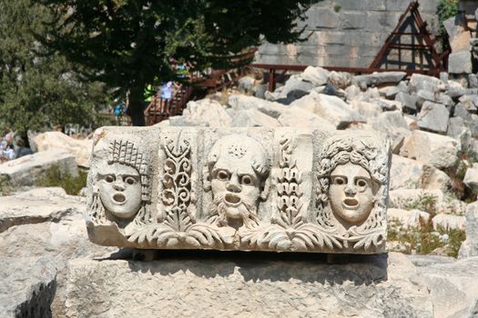 Stone faces in ancient Myra