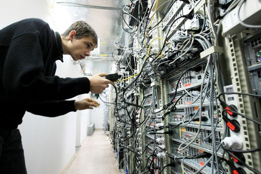  KYIV, UKRAINE - NOV 16: Worker at  Data Center of Volia company during open doors day on November 16, 2007 in Kyiv, Ukraine