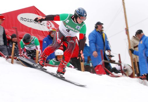  KIEV, UKRAINE - MARCH 4: A participant in action during Snowboard European Cup: full throttle on March 4, 2007 in Kiev, Ukraine