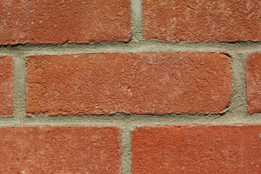 Closeup of red brick wall suitable as background.