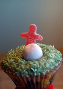 muffin with candy decorations