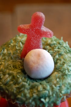 muffin with candy decorations