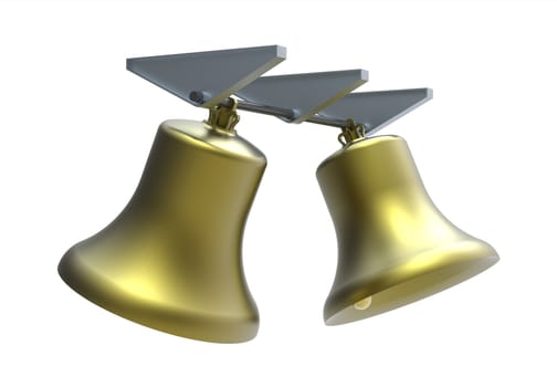 Church bells isolated on white 3d render