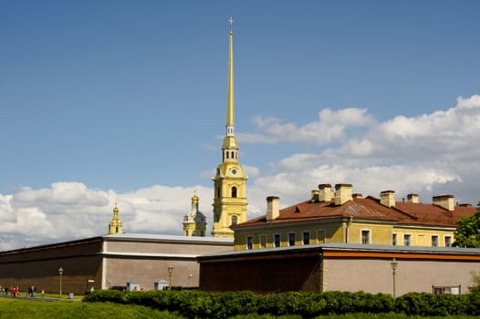 The roof of the St. Peter and Paul bastion in Sankt Petersburg Russia
