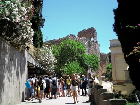 entrance of taormina theatre     