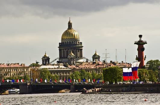 The view on the Neva river in Sankt Petersburd Russia