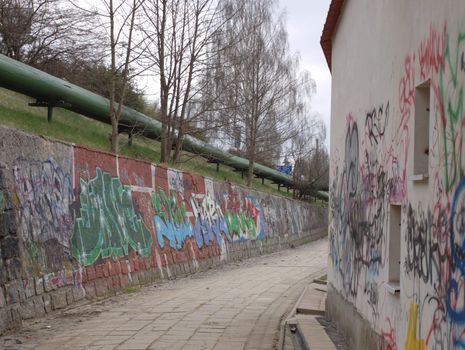 vandalism or folk art in the back alley?  Ceska Lipa, Czech republic