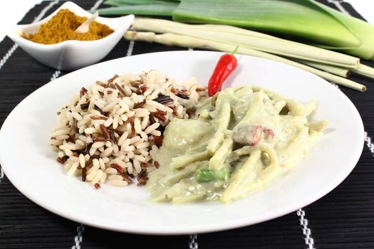 green curry with vegetables and wild rice