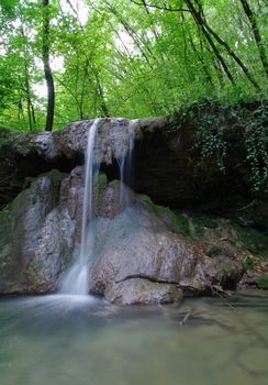 Waterfall in summer