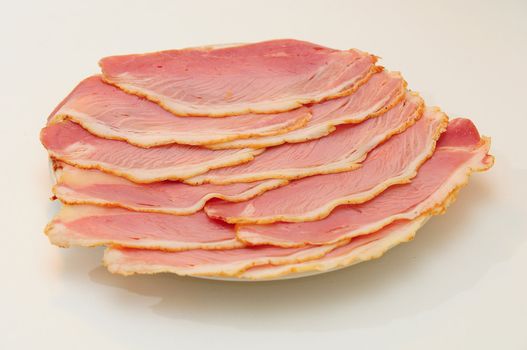 Ham on the glass plate.