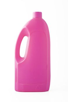 pink bottle, cleaning product on white background