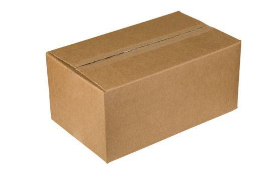 closed shipping cardboard box isolated on white