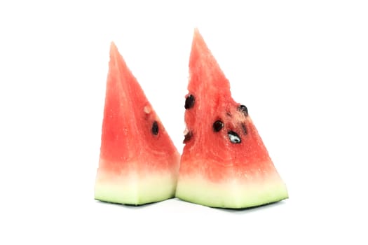 Two pieces of water melon isolated on white