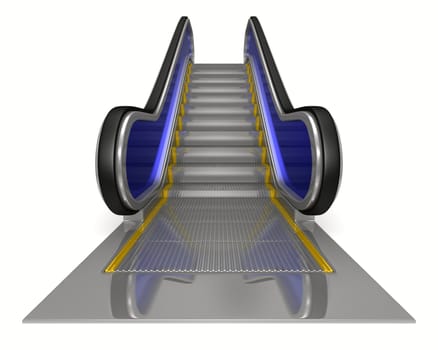 escalator on white background. Isolated 3D image