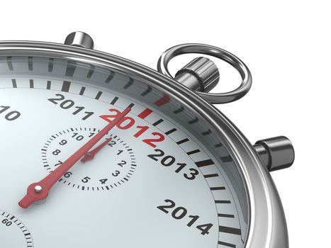 year calendar on stopwatch. Isolated 3D image