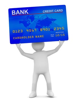 man with credit card. Isolated 3D image