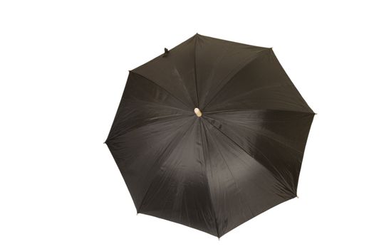 black umbrella isolated on white, protection from sun and rain