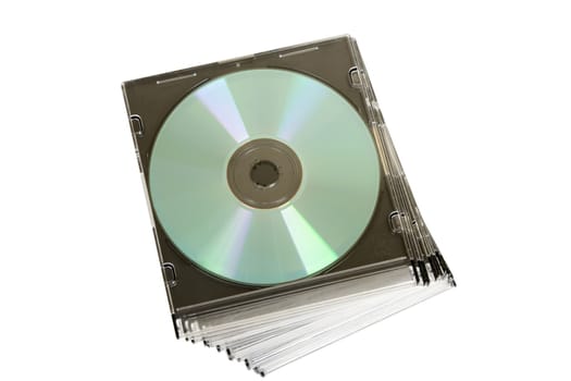 cd dvd piled up on white background