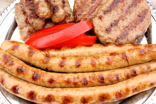 Meat prepared on the grill, ready for eating