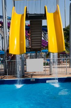 
Colorful water slide in aqua park .
